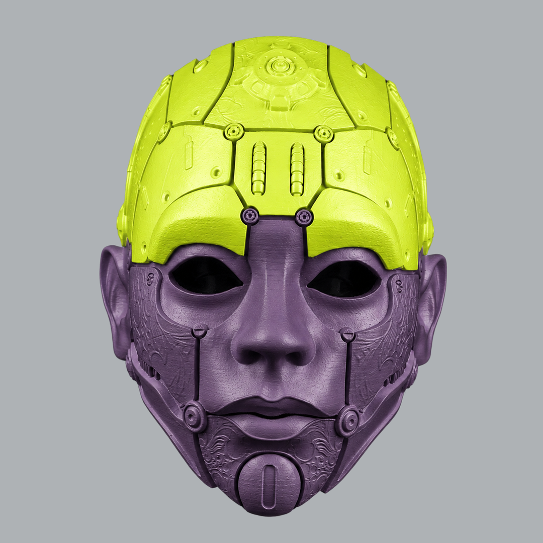 Cyborg Humanoid Robot Mask - Poison / Black Purple - front view