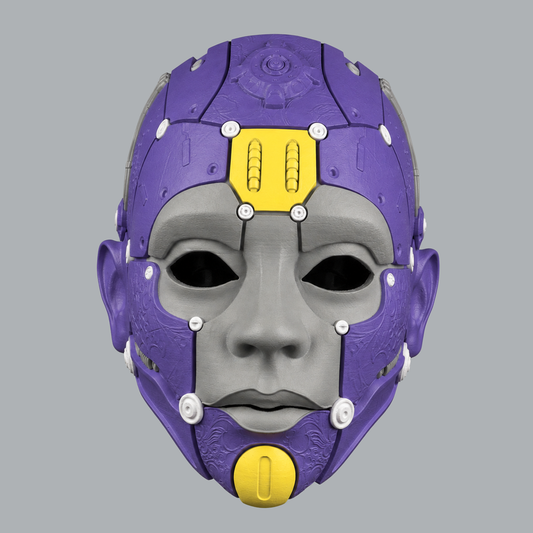 Cyborg Humanoid Robot Mask - Royal Purple / Mouse / Easter Yellow - View 2