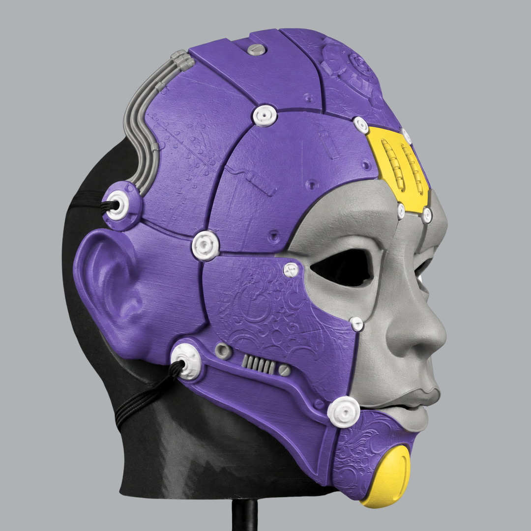 Cyborg Humanoid Robot Mask - Royal Purple / Mouse / Easter Yellow - View 5