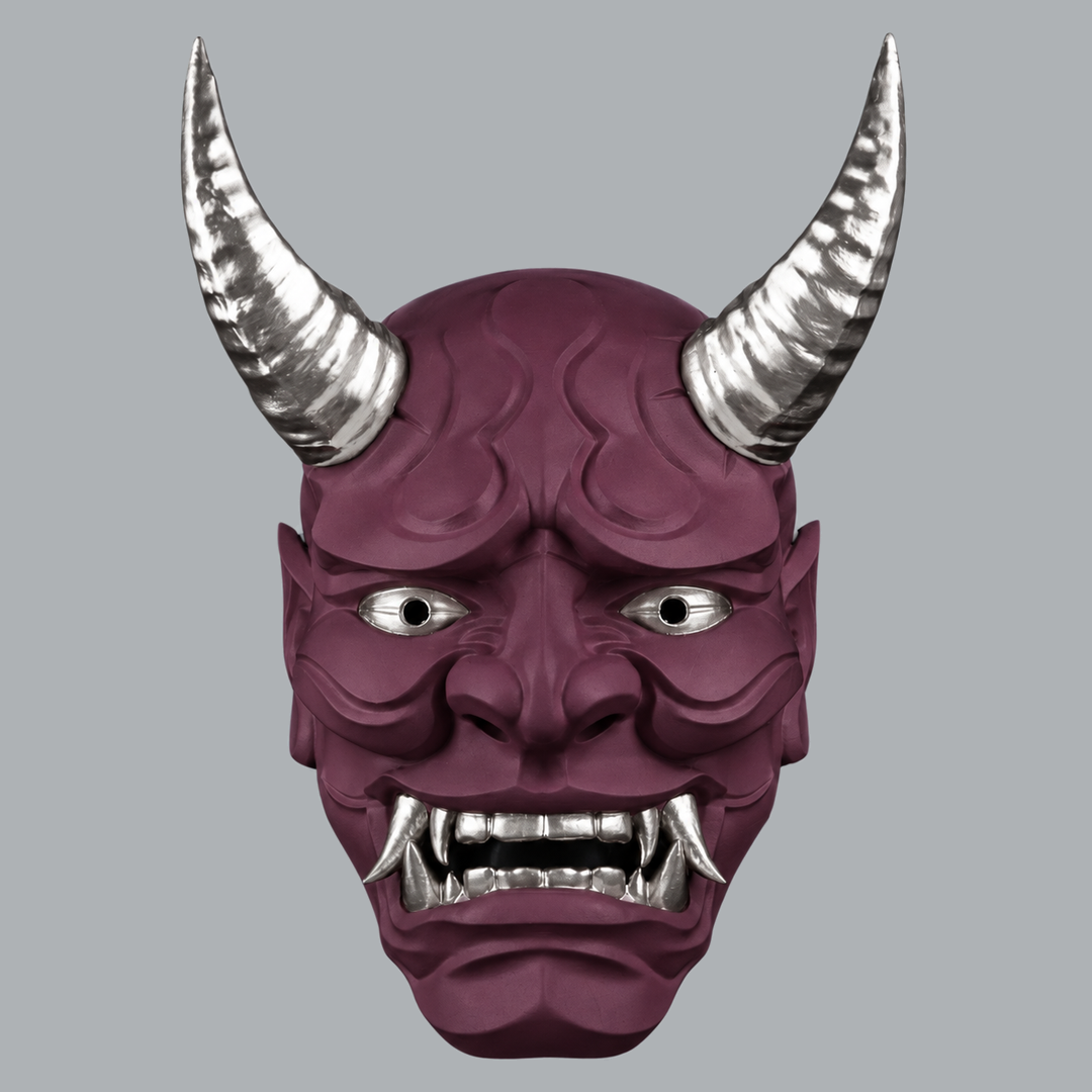 Japanese Full Face Oni Mask - Amethyst / Silver, view 1