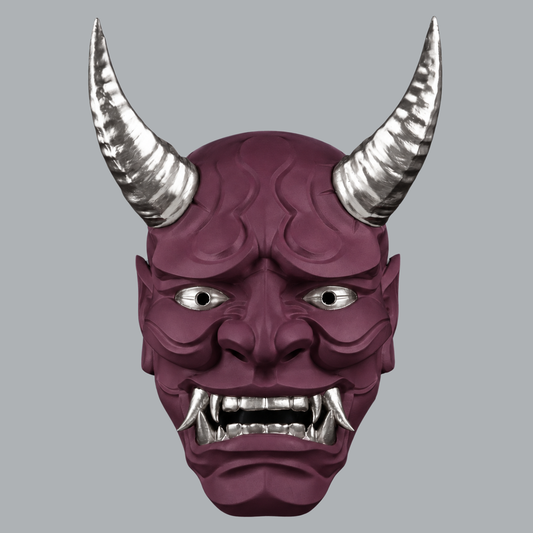 Japanese Full Face Oni Mask - Amethyst / Silver, view 1