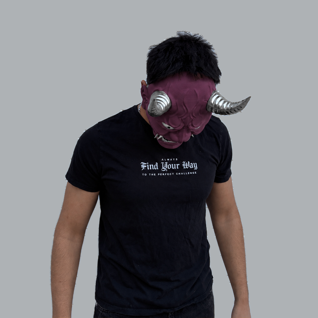 Japanese Full Face Oni Mask - Amethyst / Silver, view 13