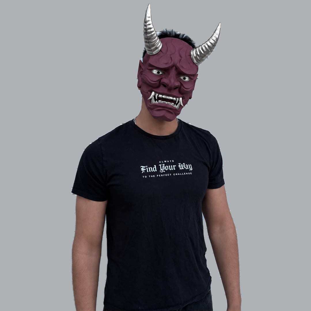 Japanese Full Face Oni Mask - Amethyst / Silver, view 15