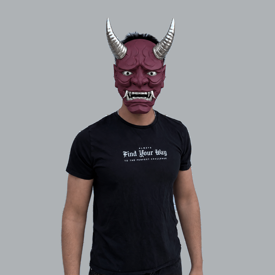 Japanese Full Face Oni Mask - Amethyst / Silver, view 9