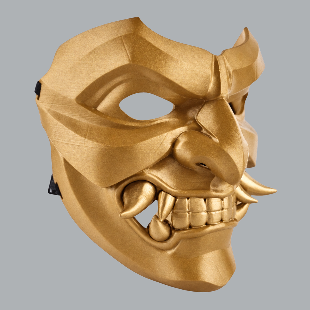 Kabuto Mask With Fangs - Gold - View 3