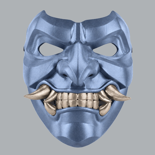 Kabuto Mask With Fangs - Ice Blue / Champagner - View 1