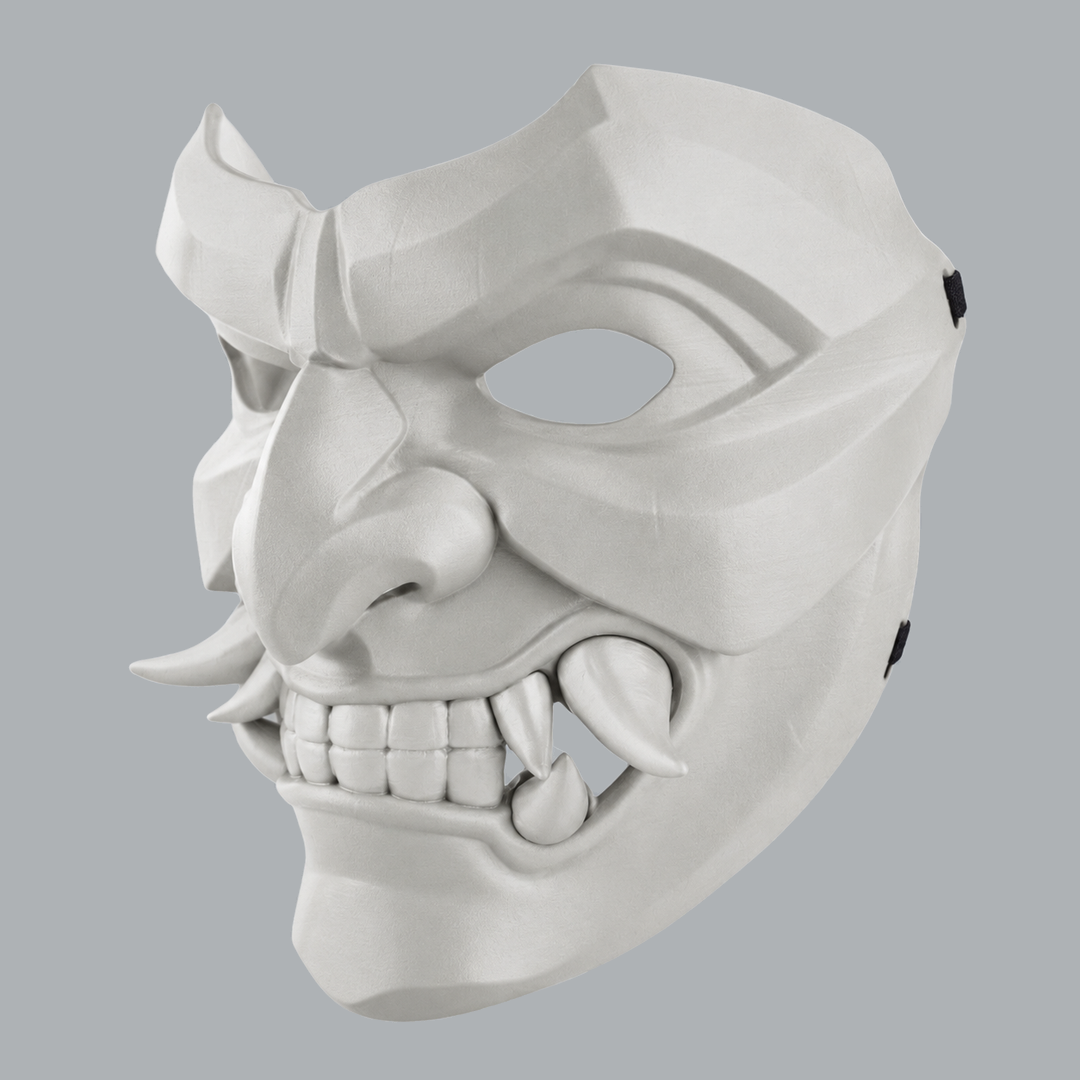 Kabuto Mask With Fangs - Jaws, angled view facing left