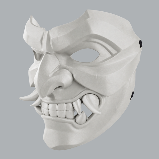 Kabuto Mask With Fangs - Jaws, angled view facing left
