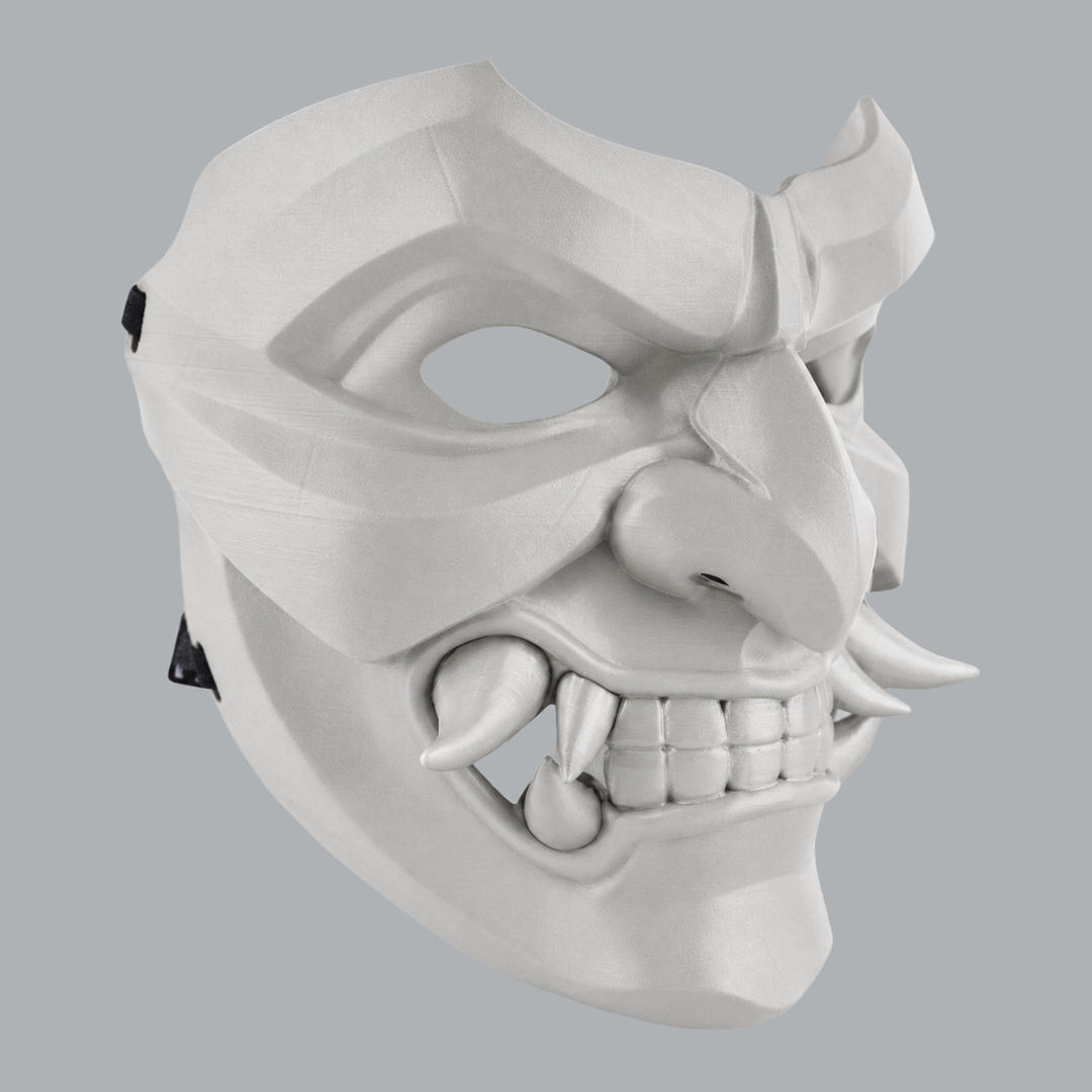 Kabuto Mask With Fangs - Jaws, angled view facing right