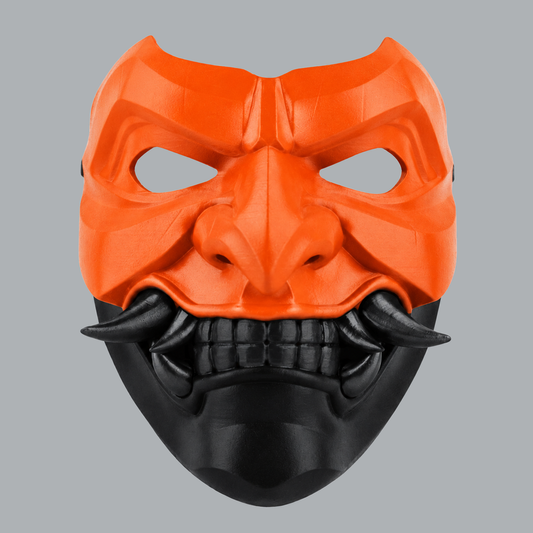 Kabuto Mask With Fangs - Pure Orange / Shock Black - View 1