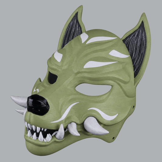 Kitsune Fox Mask With Fangs - Reseda / Jaws - View 2