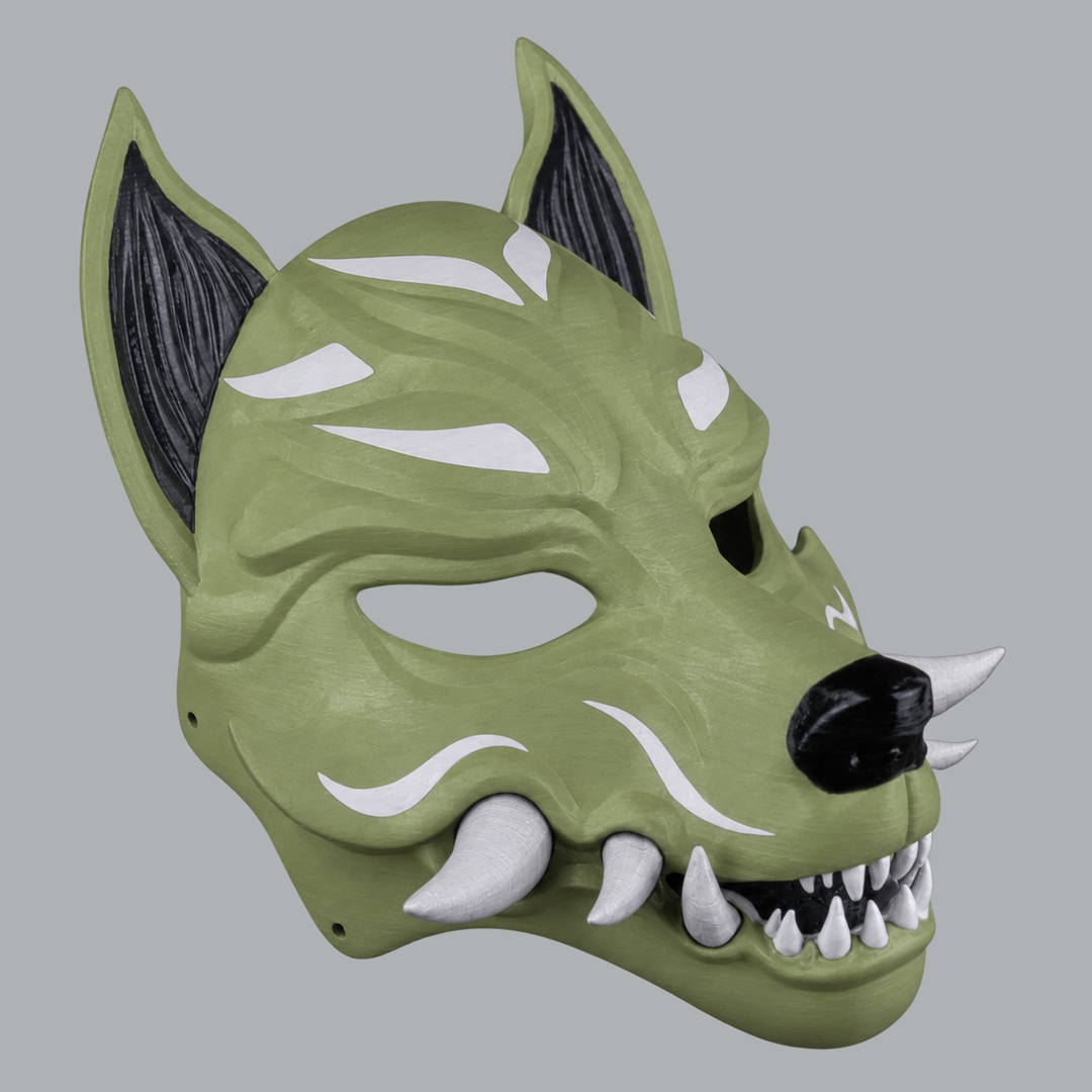 Kitsune Fox Mask With Fangs - Reseda / Jaws - View 4