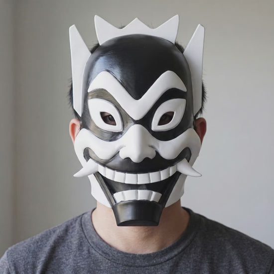 Spirit Oni Mask - Black/White worn on a model