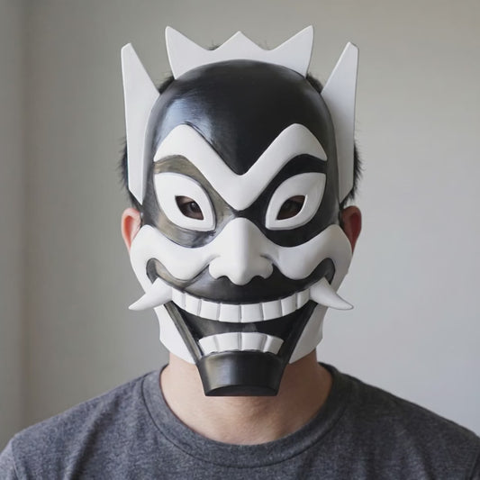 Spirit Oni Mask - Black/White worn on a model