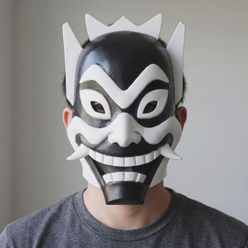 Spirit Oni Mask - Black/White worn on a model