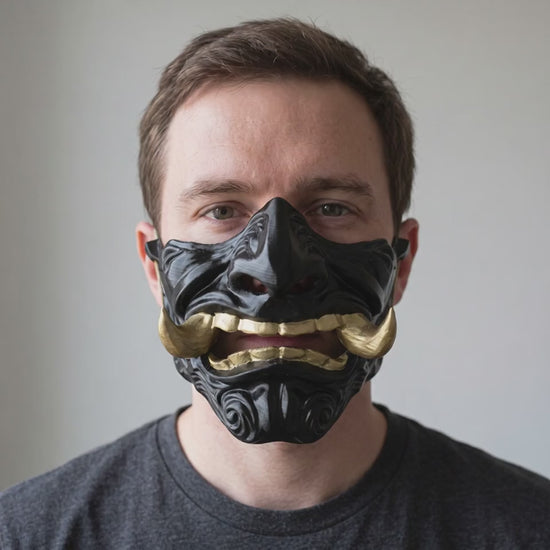 Oni Mask - Black worn on a model