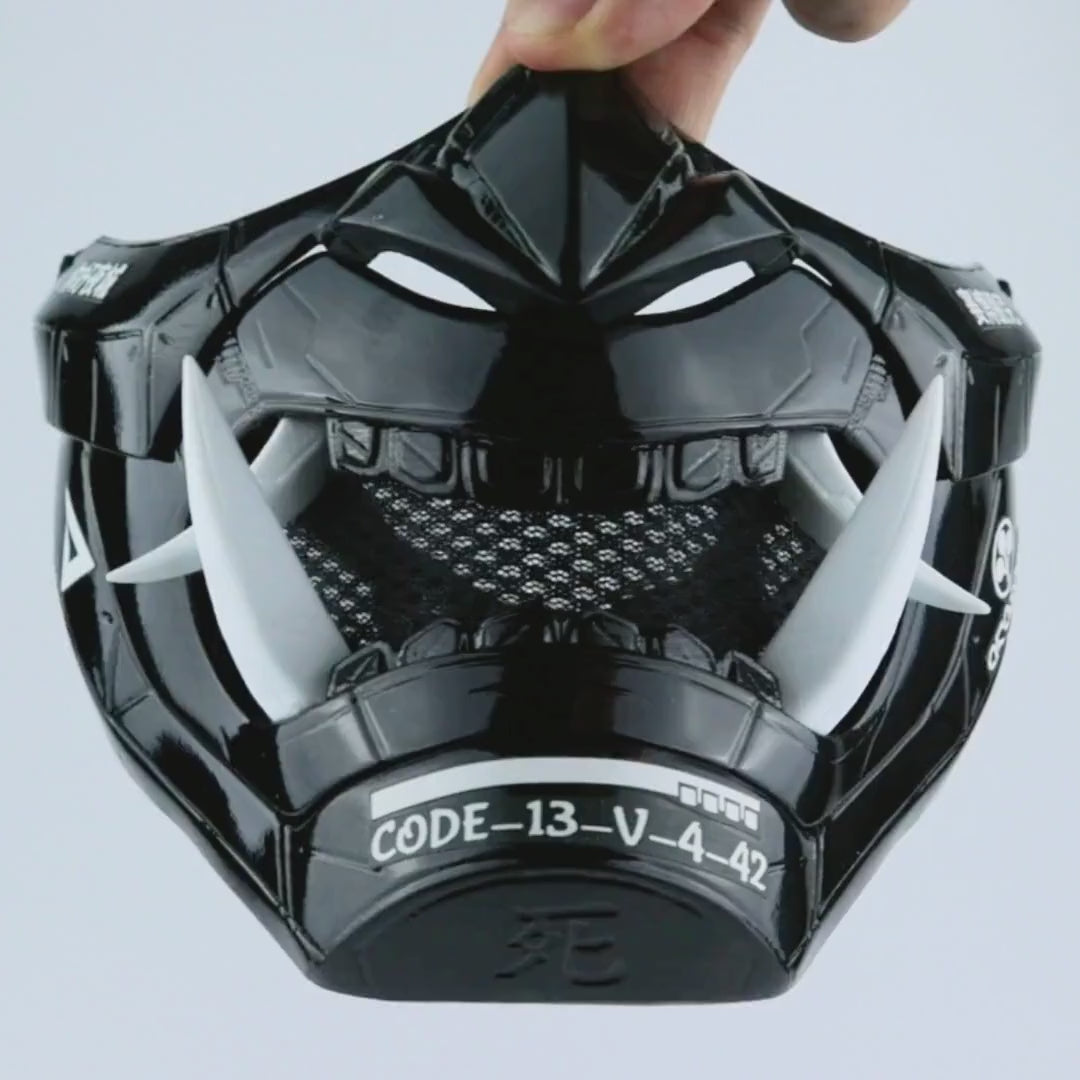 Cyberpunk Oni Mask - Glossy Black – Space Armory | Japanese