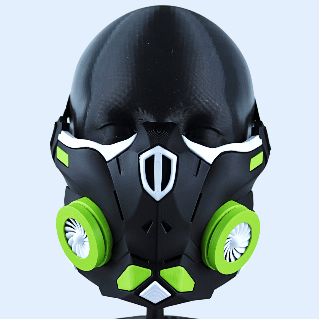 Space Armory Cyber Ninja Cosplay Warrior Mask Matte Black/Lime