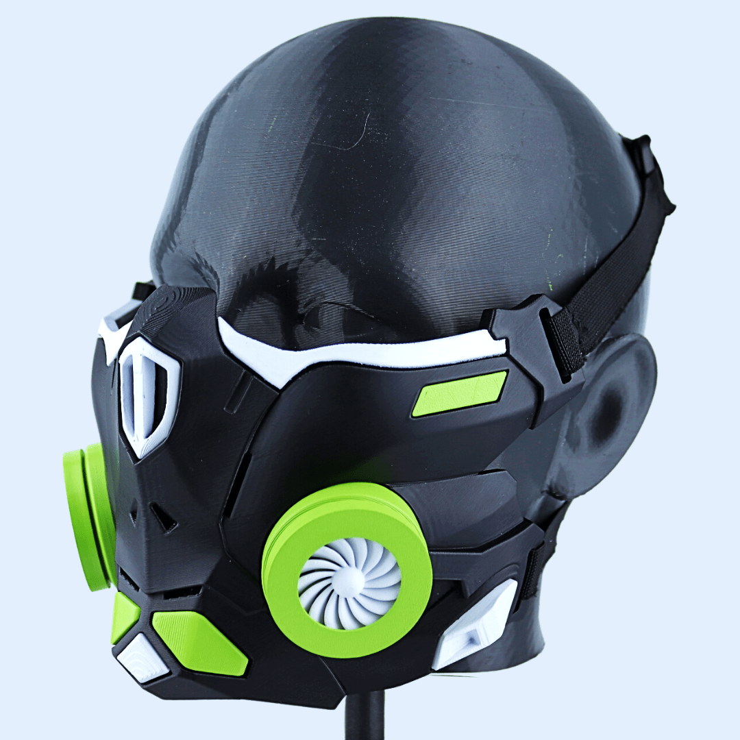 Space Armory Cyber Ninja Cosplay Warrior Mask Matte Black/Lime