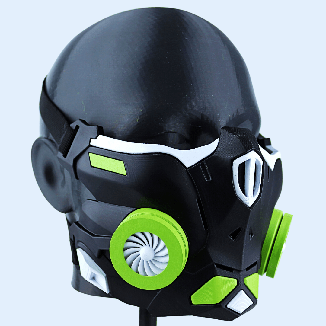 Space Armory Cyber Ninja Cosplay Warrior Mask Matte Black/Lime