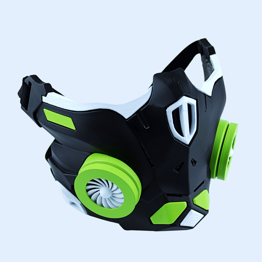 Space Armory Cyber Ninja Cosplay Warrior Mask Matte Black/Lime