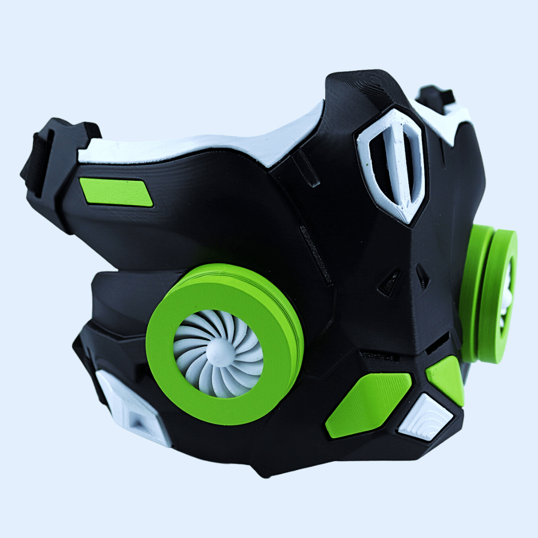 Space Armory Cyber Ninja Cosplay Warrior Mask Matte Black/Lime