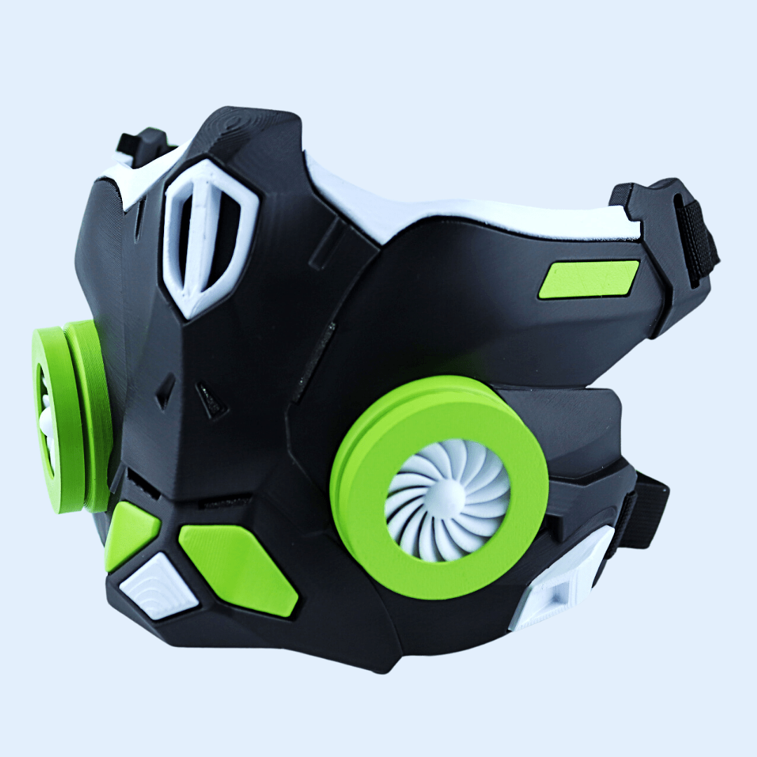 Space Armory Cyber Ninja Cosplay Warrior Mask Matte Black/Lime