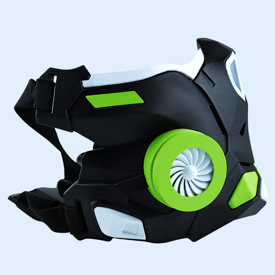 Space Armory Cyber Ninja Cosplay Warrior Mask Matte Black/Lime