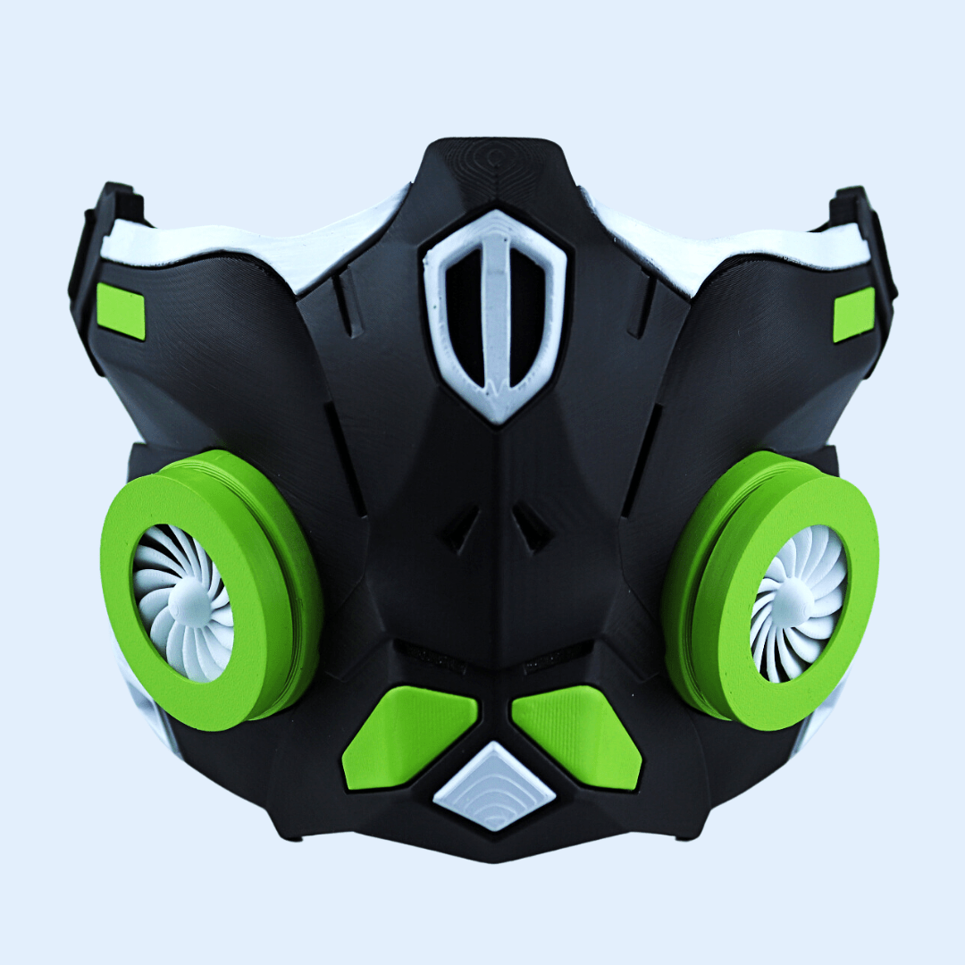 Space Armory Cyber Ninja Cosplay Warrior Mask Matte Black/Lime