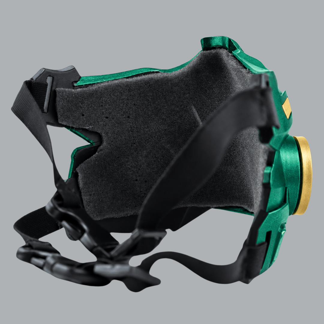 Space Armory Cyber Ninja Cosplay Warrior Mask - Metallic Dark Green/Gold Masks