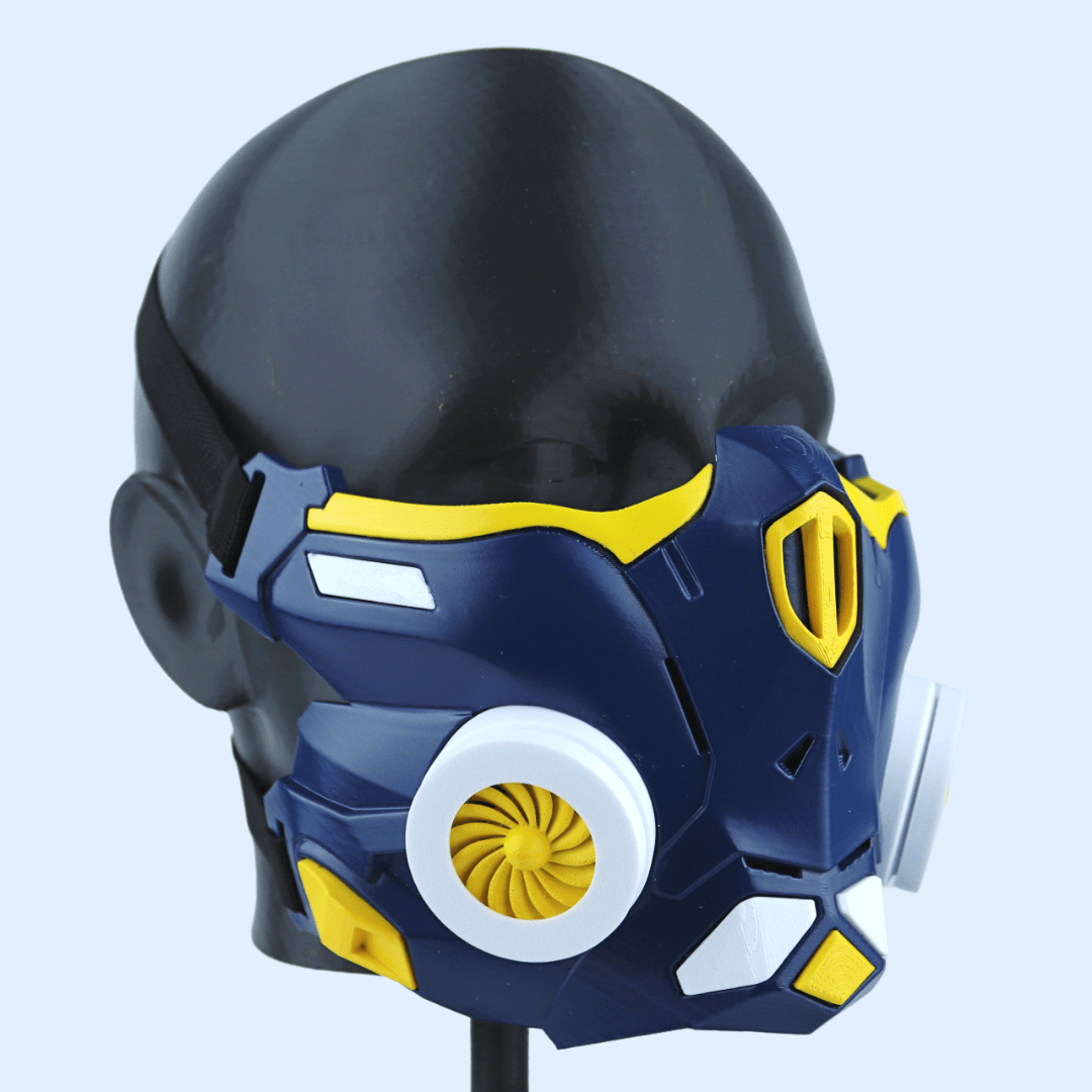 Space Armory Cyber Ninja Cosplay Warrior Mask Midnight Blue/Yellow