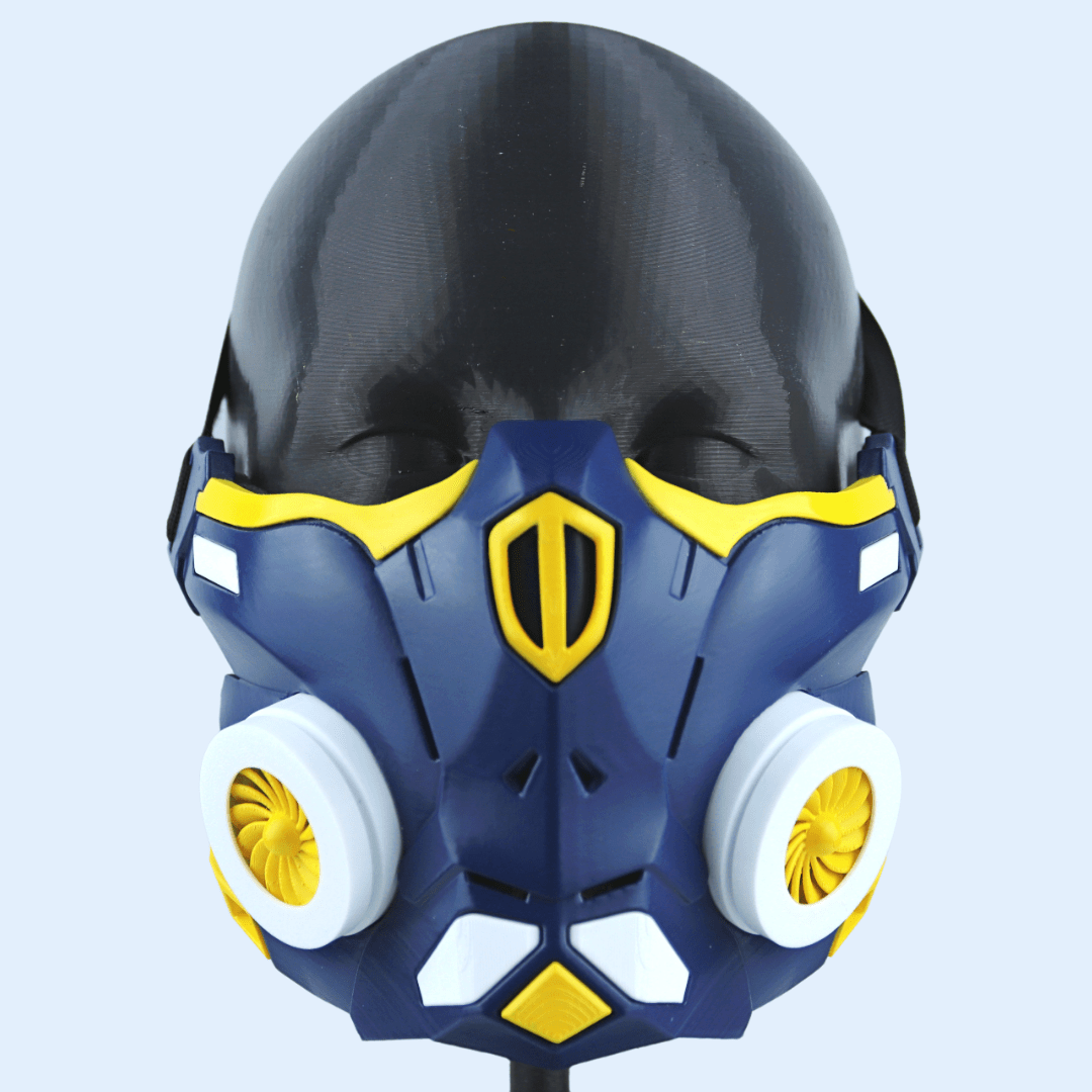 Space Armory Cyber Ninja Cosplay Warrior Mask Midnight Blue/Yellow