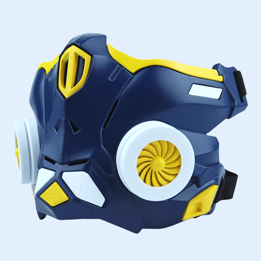 Space Armory Cyber Ninja Cosplay Warrior Mask Midnight Blue/Yellow