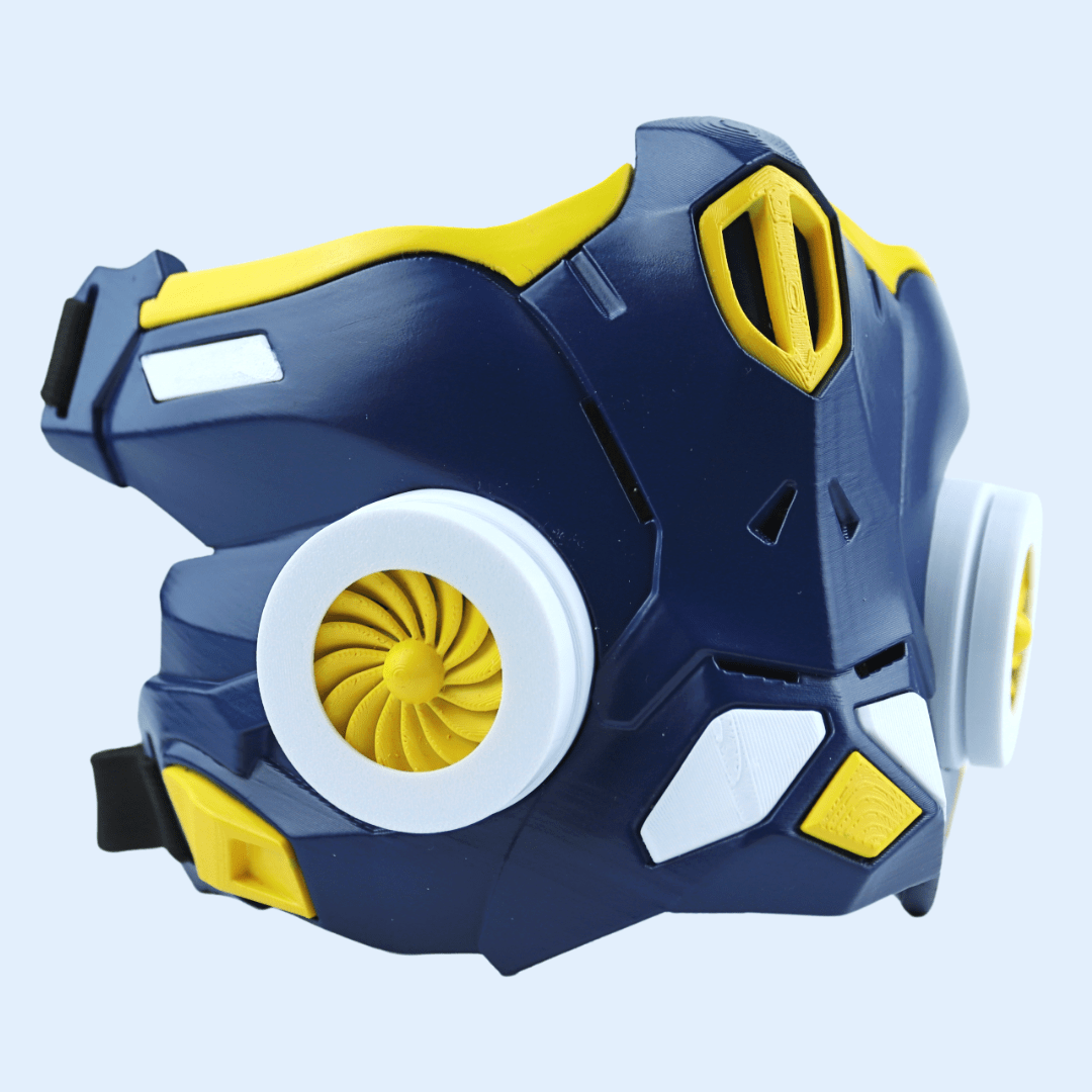 Space Armory Cyber Ninja Cosplay Warrior Mask Midnight Blue/Yellow