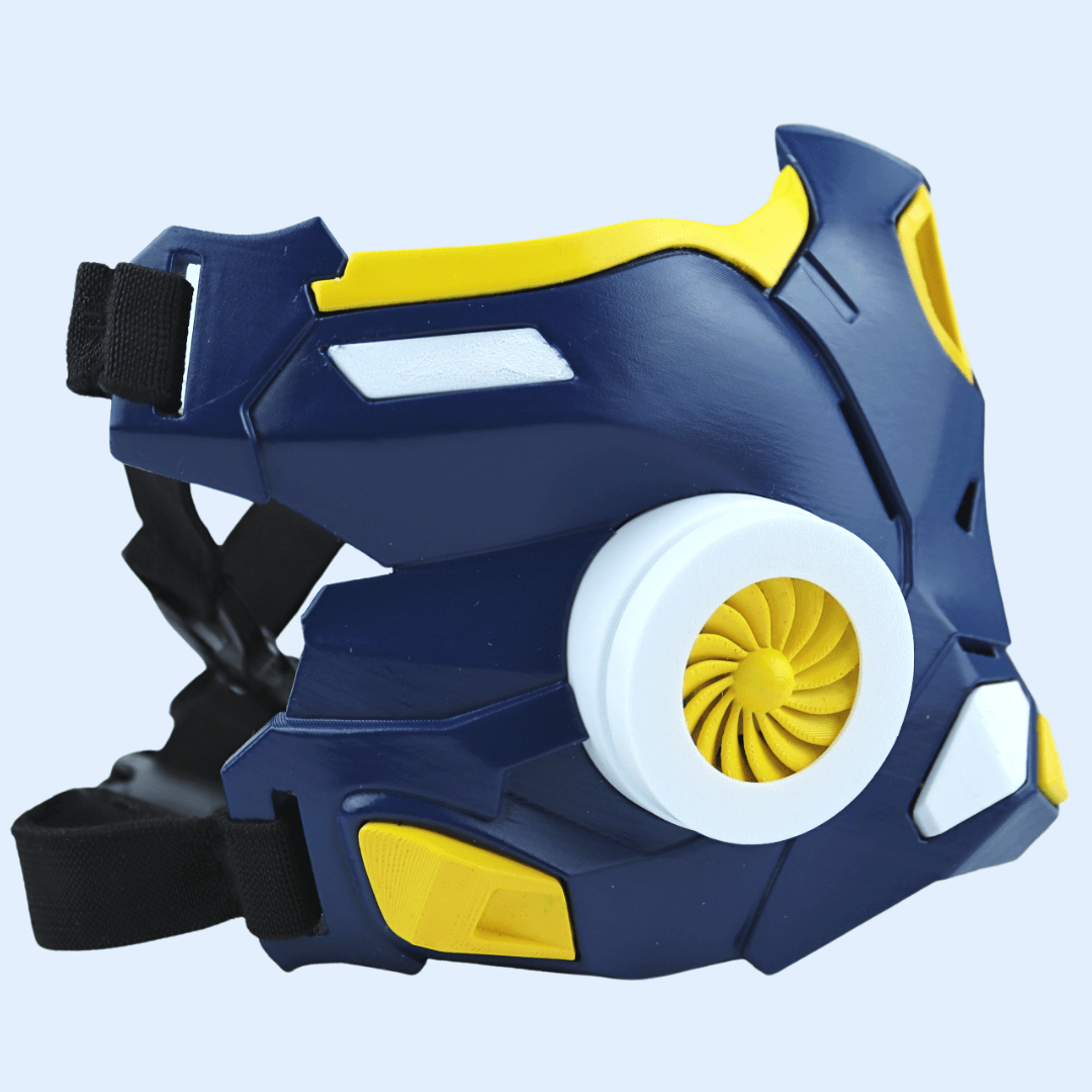 Space Armory Cyber Ninja Cosplay Warrior Mask Midnight Blue/Yellow