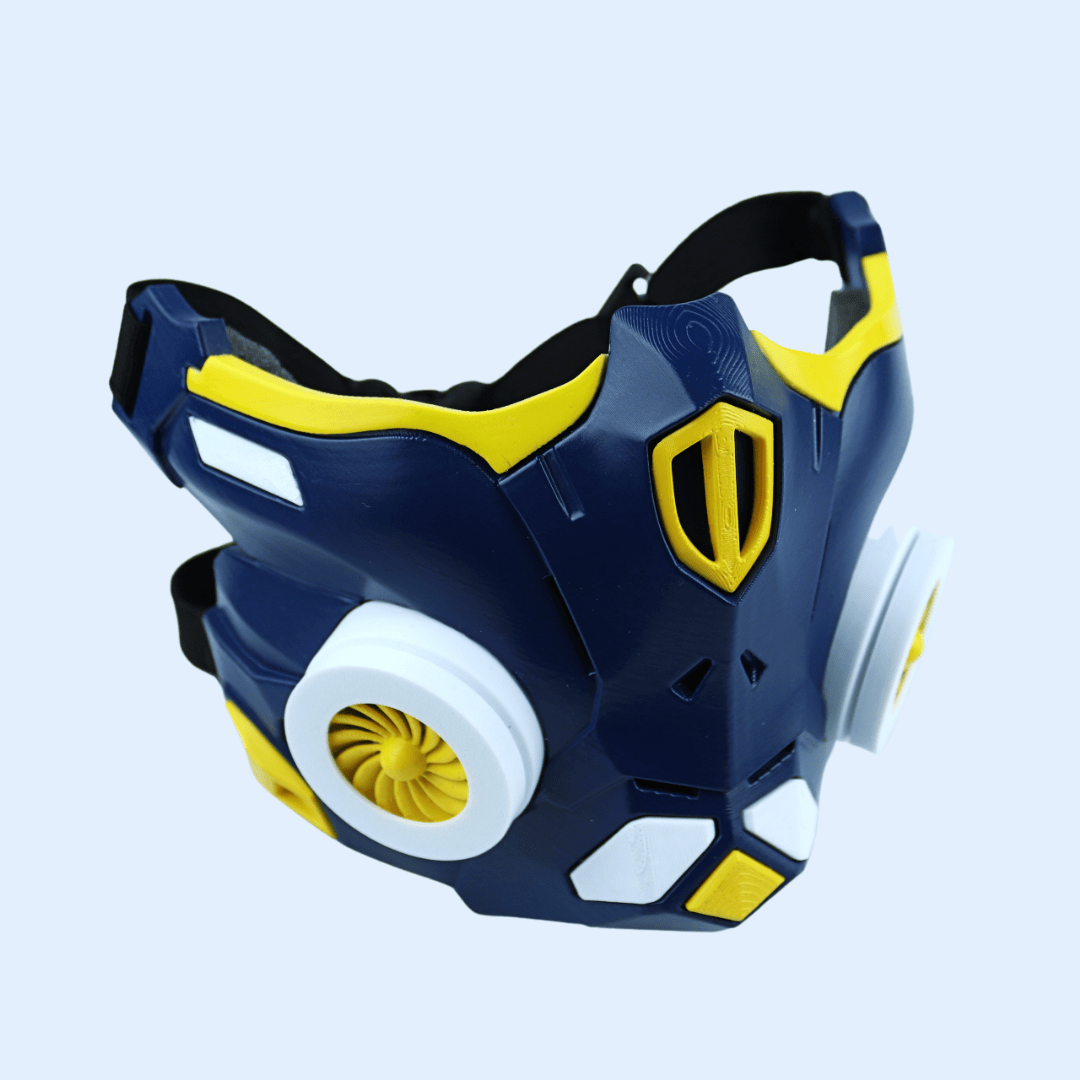 Space Armory Cyber Ninja Cosplay Warrior Mask Midnight Blue/Yellow