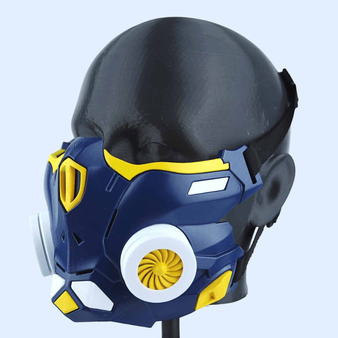 Space Armory Cyber Ninja Cosplay Warrior Mask Midnight Blue/Yellow