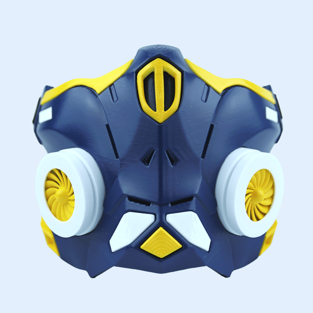 Space Armory Cyber Ninja Cosplay Warrior Mask Midnight Blue/Yellow