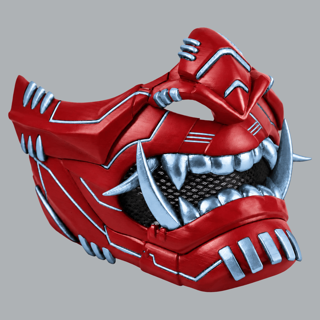 Space Armory Cyber Oni Mask - Blood Red / Ice Blue Masks