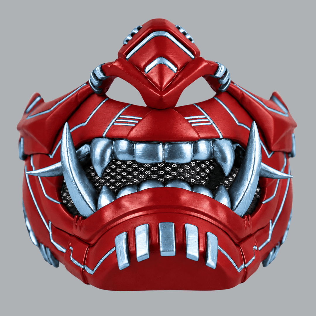 Space Armory Cyber Oni Mask - Blood Red / Ice Blue Masks