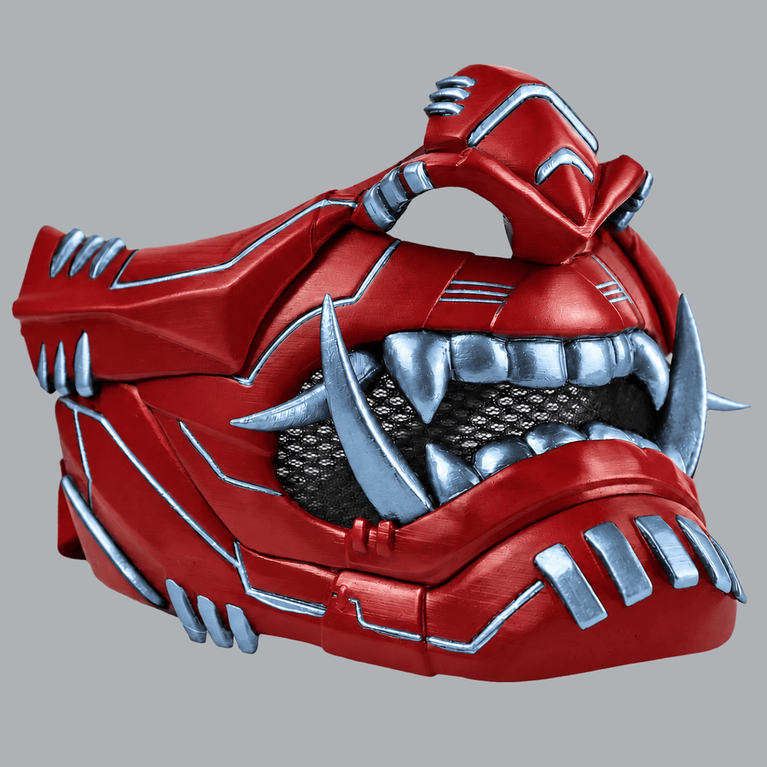 Space Armory Cyber Oni Mask - Blood Red / Ice Blue Masks