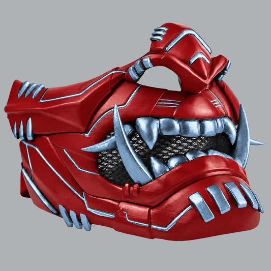 Space Armory Cyber Oni Mask - Blood Red / Ice Blue Masks