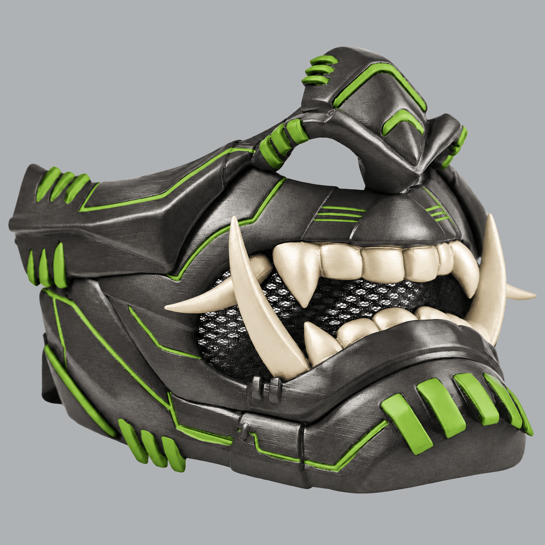 Space Armory Cyber Oni Mask - Graphit / Infra Green / Bone Masks