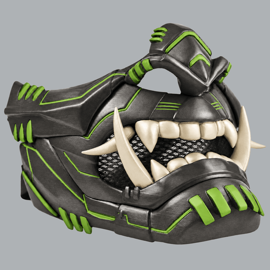 Space Armory Cyber Oni Mask - Graphit / Infra Green / Bone Masks