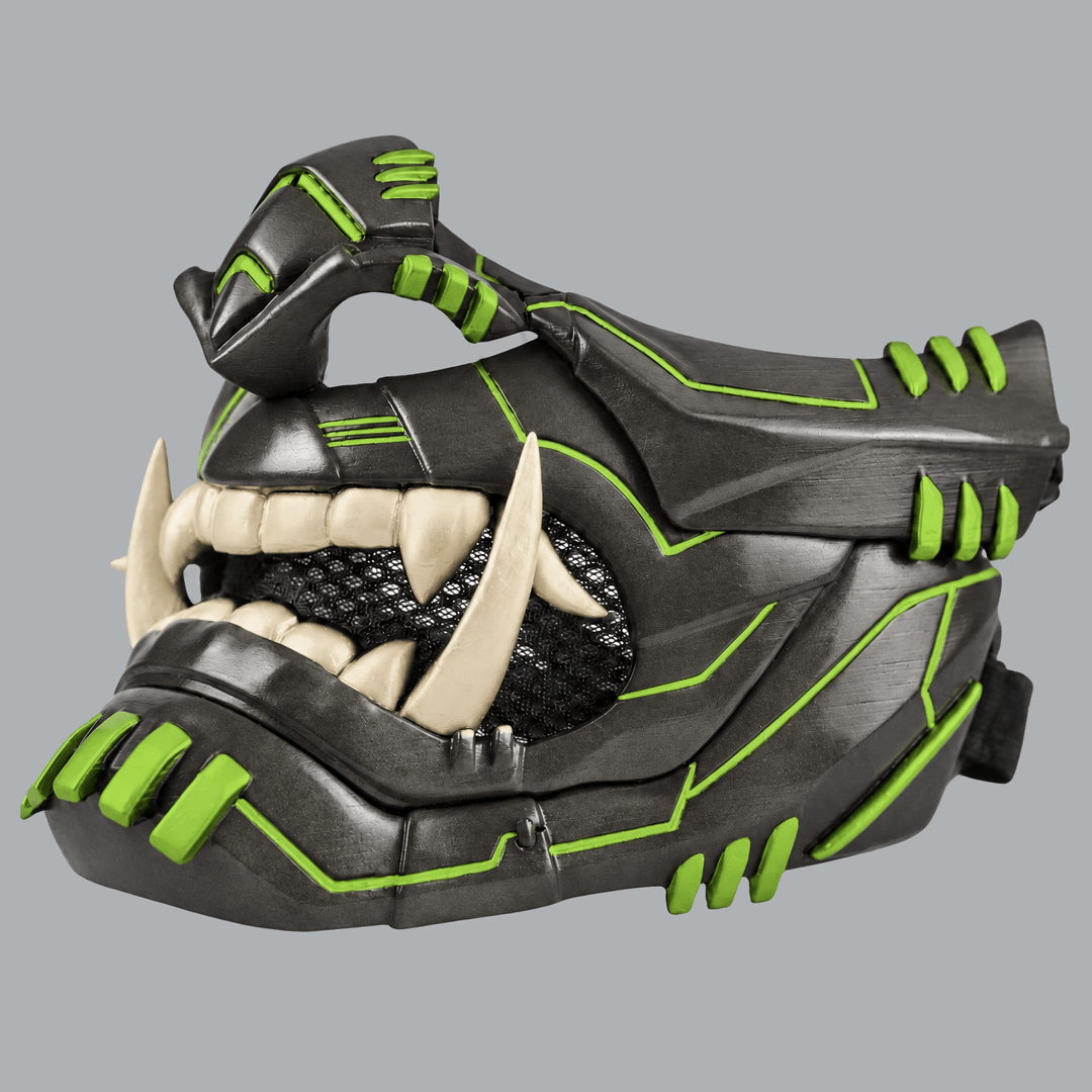 Space Armory Cyber Oni Mask - Graphit / Infra Green / Bone Masks