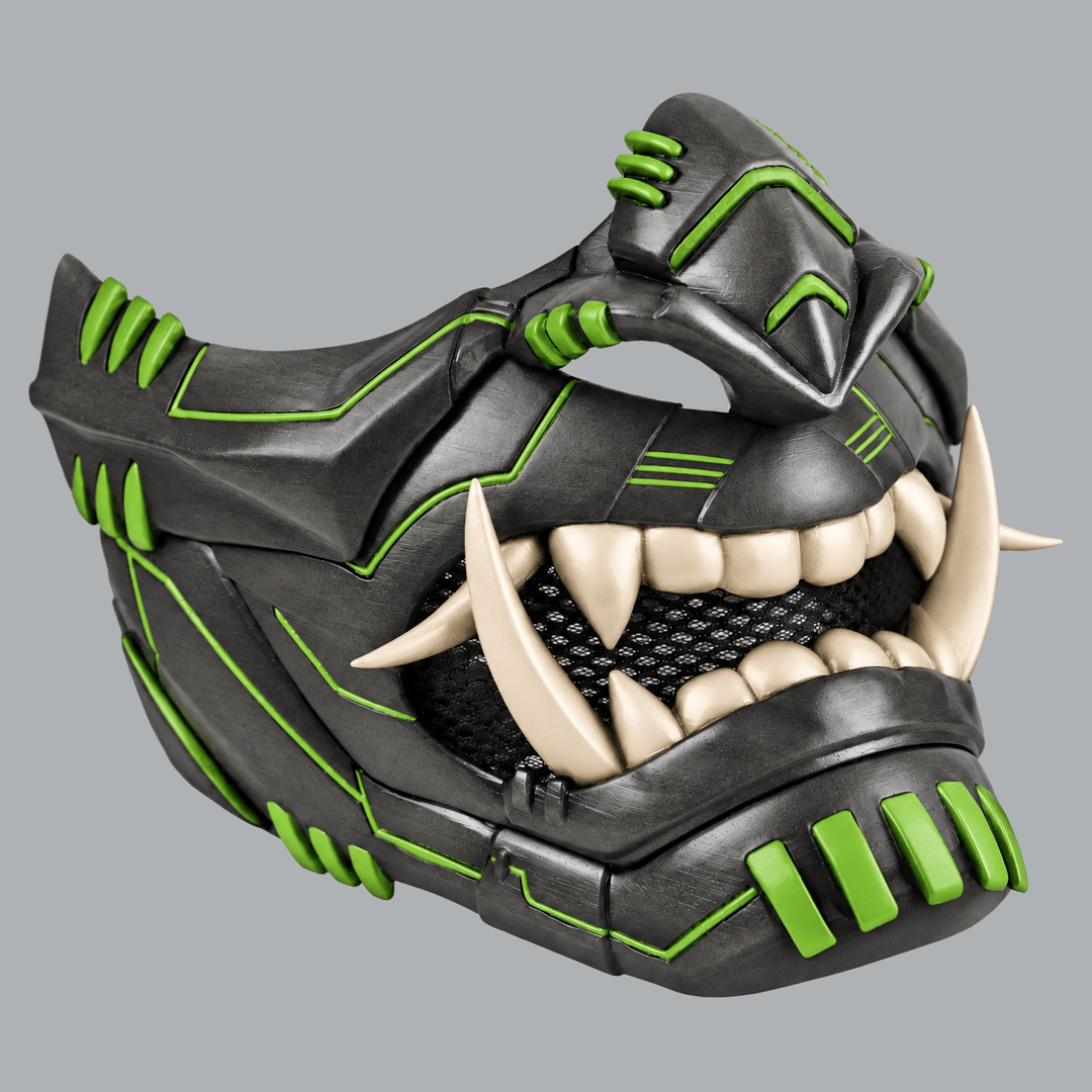 Space Armory Cyber Oni Mask - Graphit / Infra Green / Bone Masks