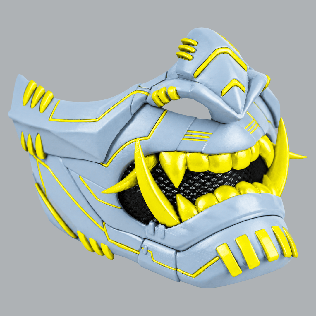 Space Armory Cyber Oni Mask - Ice Blue / Yellow Masks