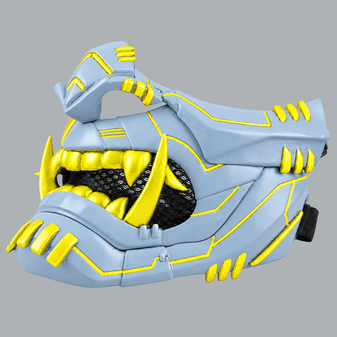 Space Armory Cyber Oni Mask - Ice Blue / Yellow Masks