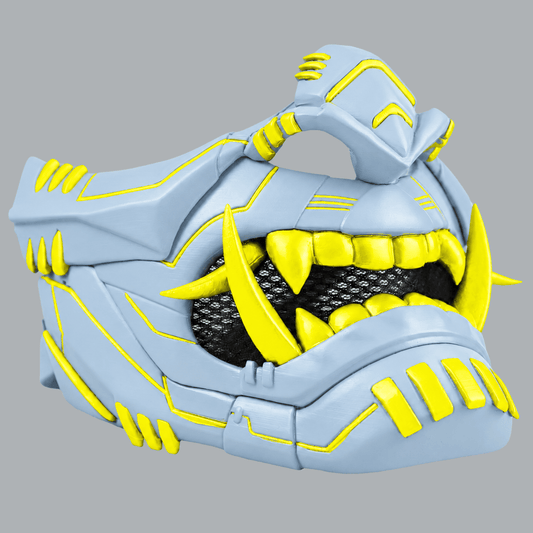 Space Armory Cyber Oni Mask - Ice Blue / Yellow Masks