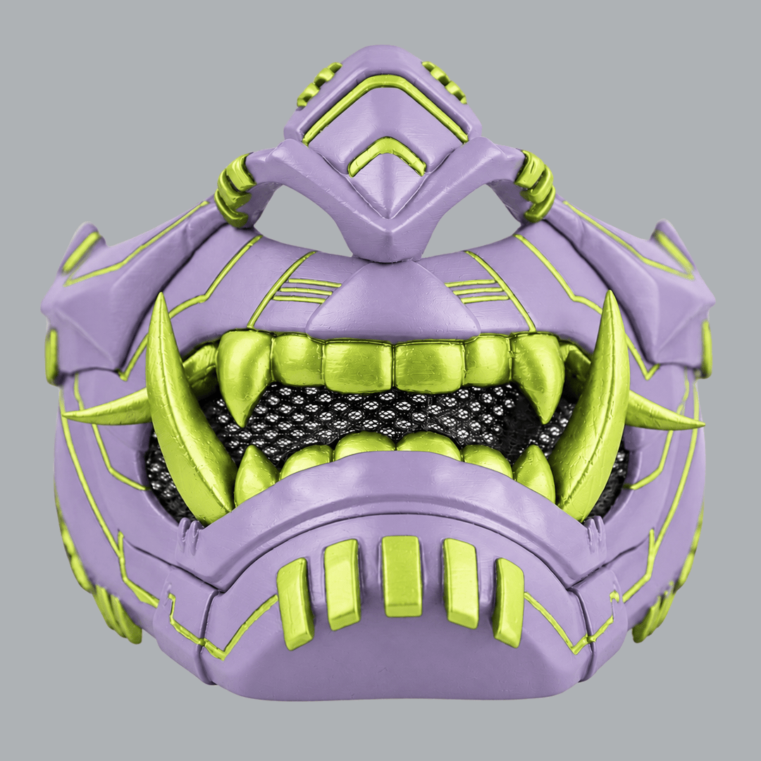 Space Armory Cyber Oni Mask - Light Lilac / Yellow Green Masks